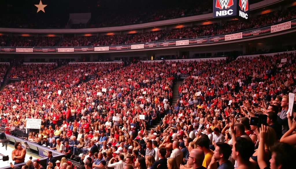 Crowd at a Saturday Night Main Event taping showing the mainstream popularity of WWE